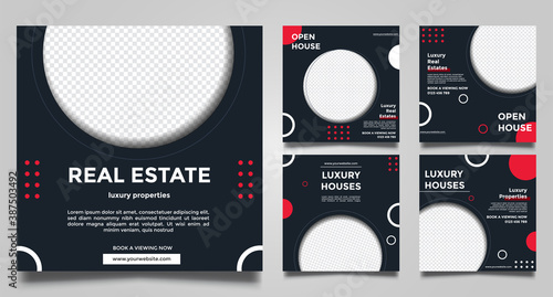 Real estate open house social media post, square banner templates. modern vector design. Vector illustration.
