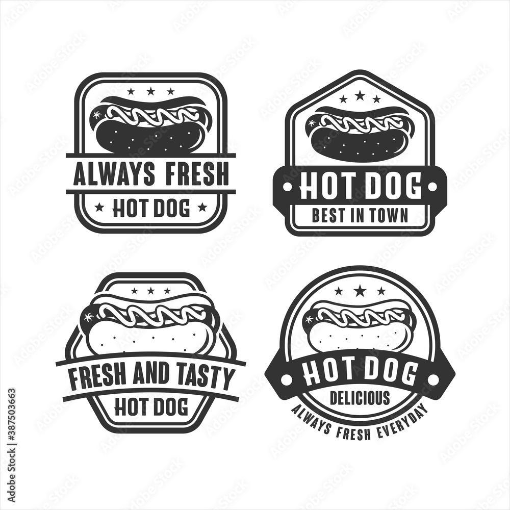 Hot dog resh and tasty vector design logo