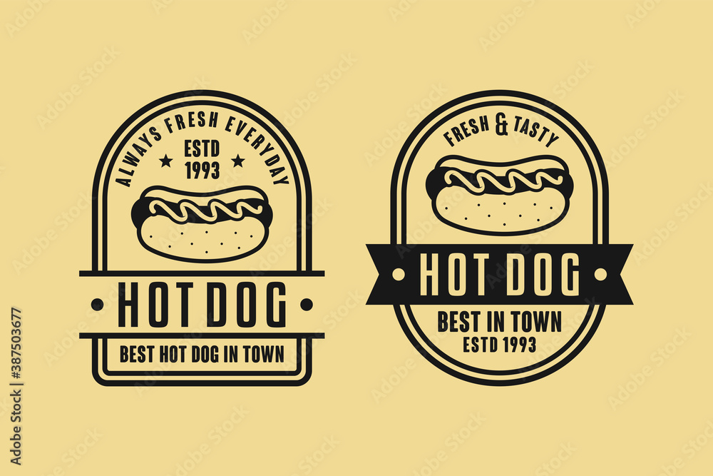 Hot dog vector design vintage logo