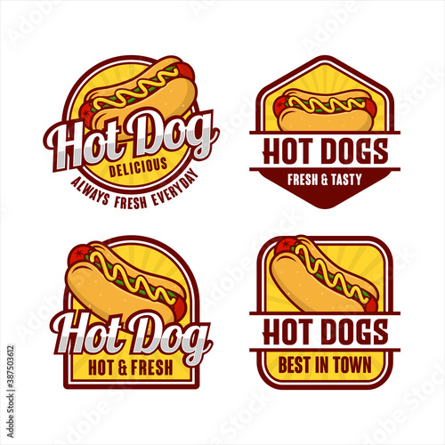 Hot dog badge vector design logo collection