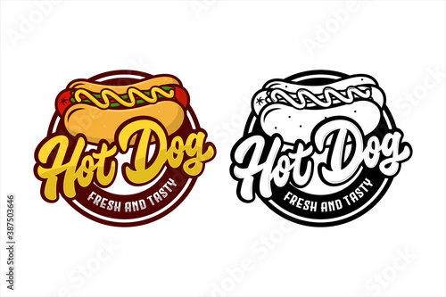 hot dog fresh and tasty vector design logo