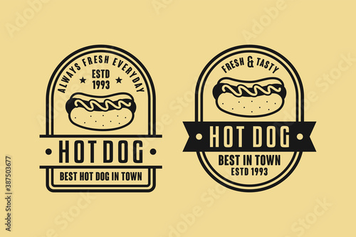 Obraz na płótnie Hot dog vector design vintage logo w salonie