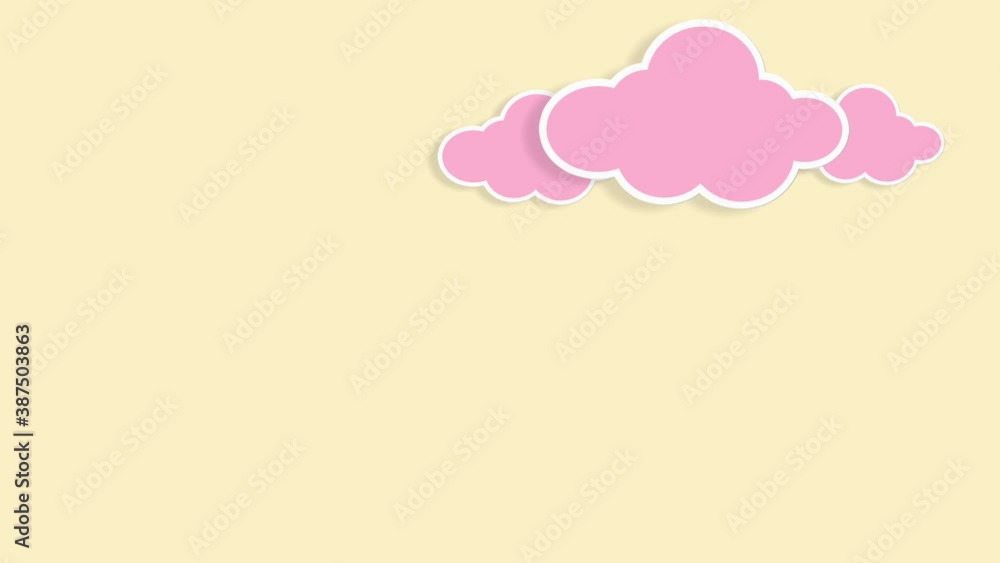 Abstract kawaii. clouds moving right to left. Cartoon sky animated gradient background. Flat animation. 4k