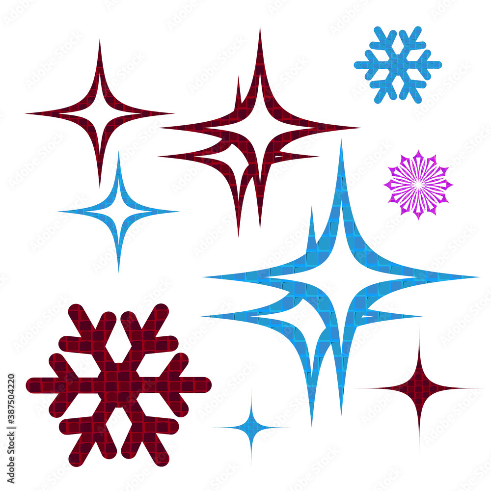 Obraz premium Element for Christmas composition.Silhouette of abstract textured glitter and snowflakes
