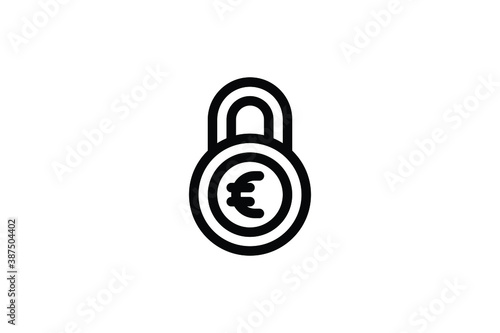 Finance Outline Icon - Euro Padlock