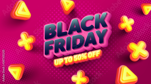 Black friday Sale poster or flyer design for Retail,Shopping or Promotion.Vector of black friday banner and poster template in black and pink style.