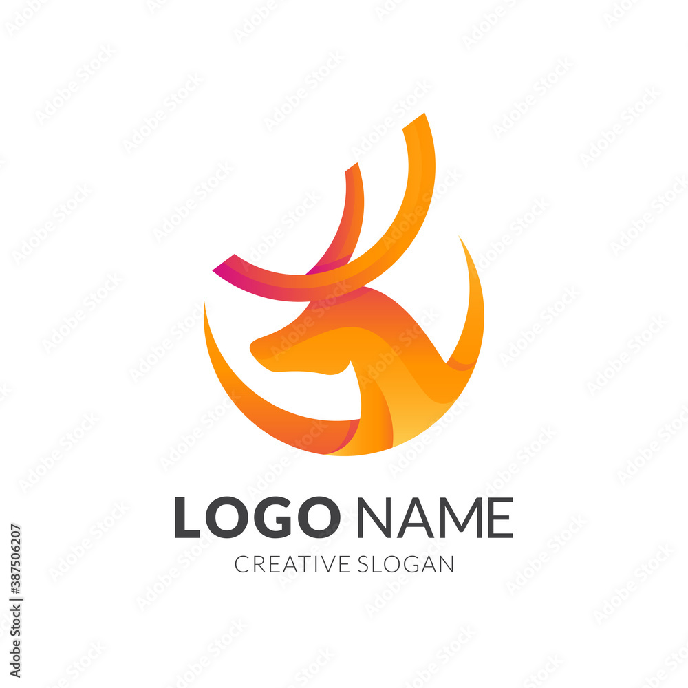 Obraz premium deer logo with 3d orange style