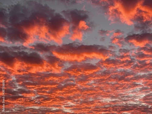 Bright red clouds at sunset