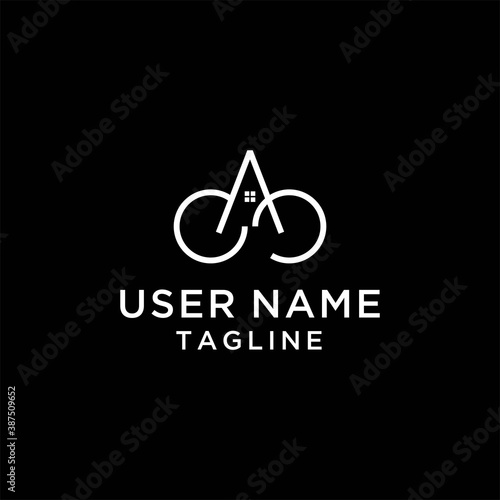house roof logo design with simple clouds