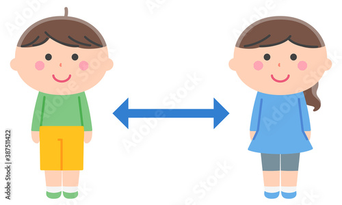 距離を取る子どもたち／輪郭線なし
