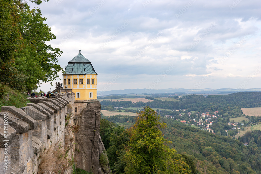 View from Koenigstein Fortress on the landscape of Saxon Switzerland. Saxony. Germany