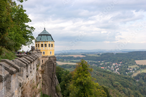 View from Koenigstein Fortress on the landscape of Saxon Switzerland. Saxony. Germany