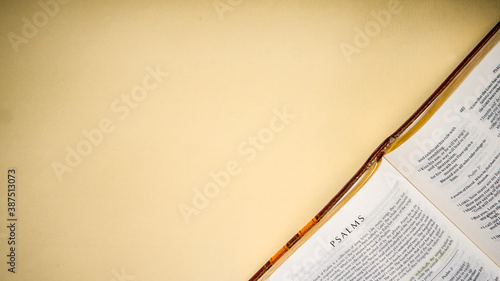 Open pages of the bible background (book of Psalms) photo