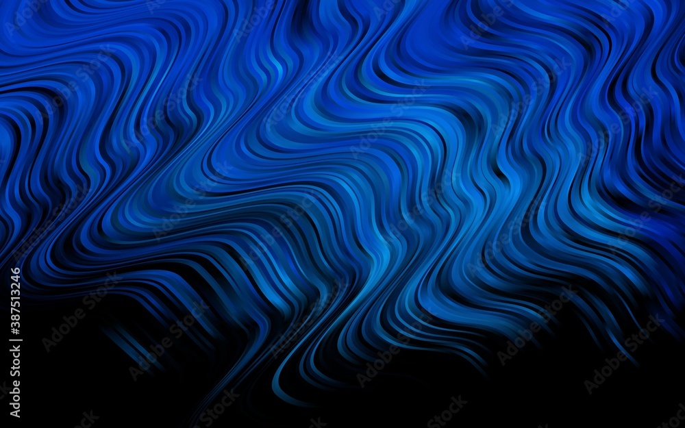 Dark BLUE vector background with curved circles.