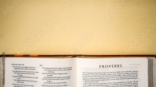 Cuadro en lienzo Open pages of the bible background (book of Proverbs)