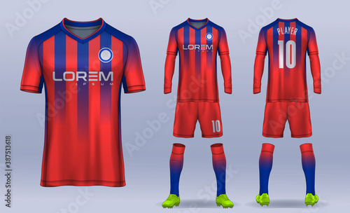 t-shirt sport design template, Soccer jersey mockup for football club. uniform front and back view.