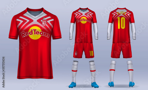 t-shirt sport design template, Soccer jersey mockup for football club. uniform front and back view.