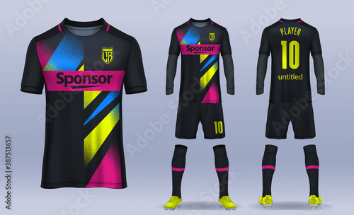 t-shirt sport design template, Soccer jersey mockup for football club. uniform front and back view.