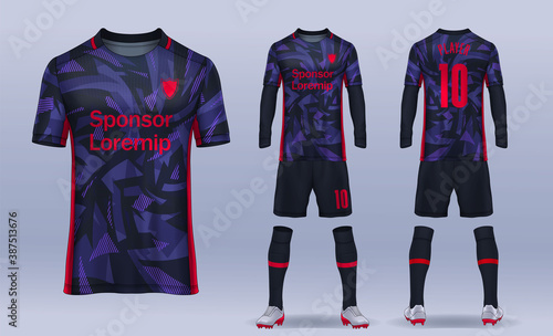 t-shirt sport design template, Soccer jersey mockup for football club. uniform front and back view.