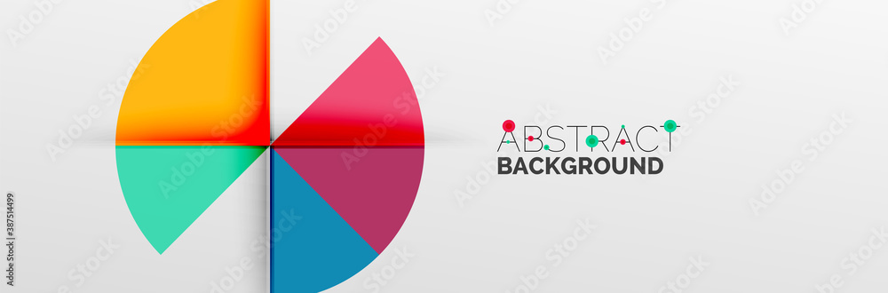 Bright color circles, abstract round shapes and triangles composition with shadow effects. Vector modern geometric design template Bright color circles, abstract round shapes and triangles composition with shadow effects. Vector modern geometric design template
