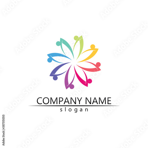 people Community vector logo care  group network and social icon design template
