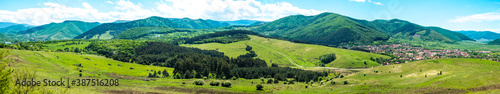 Panoramic View of Poplaca Village in Transylvania, Romania