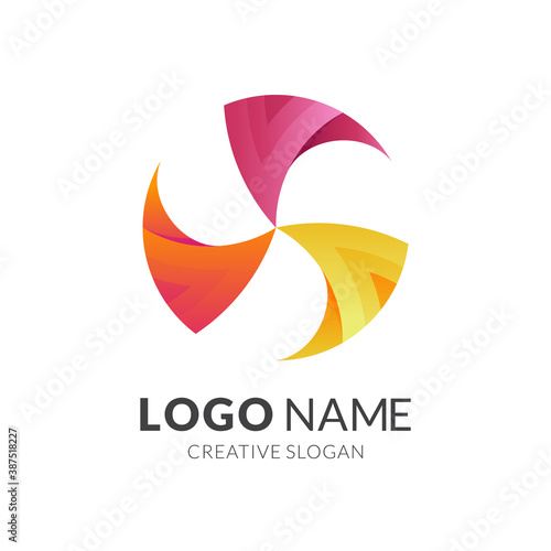 Free Download circle arrow logo, arrow and circle, combination logo with 3d colorful style - GFXLoad