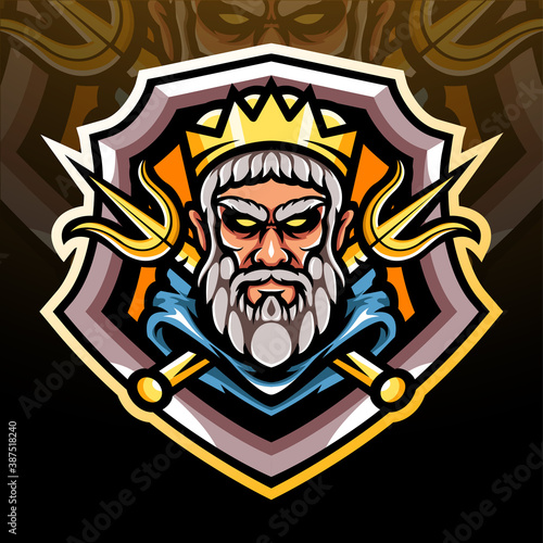 The Head of poseidon mascot. esport logo mascot design