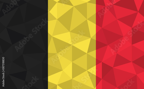 Low poly Belgium flag vector illustration. Triangular Belgian flag graphic. Belgium country flag is a symbol of independence.