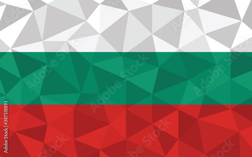 Low poly Bulgaria flag vector illustration. Triangular Bulgarian flag graphic. Bulgaria country flag is a symbol of independence.