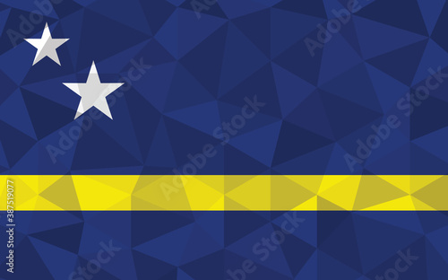 Low poly Curacao flag vector illustration. Triangular Curacaoan flag graphic. Curacao country flag is a symbol of independence.