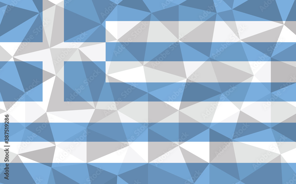 Low poly Greece flag vector illustration. Triangular Greek flag graphic