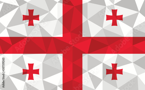 Low poly Georgia flag vector illustration. Triangular Georgian flag graphic. Georgia country flag is a symbol of independence.
