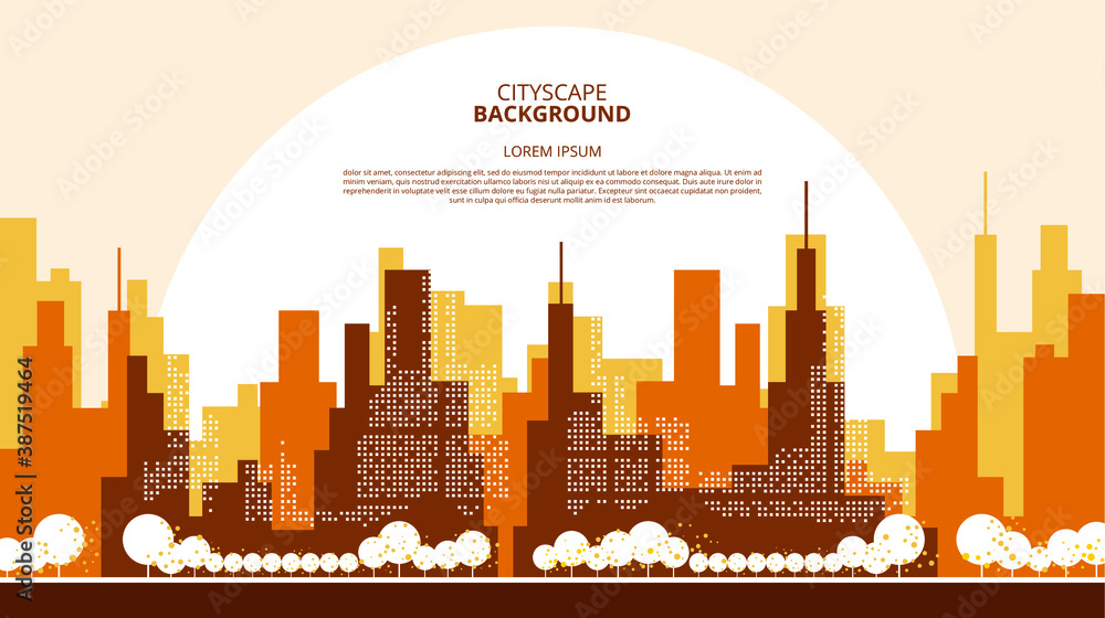 Abstract flat cityscape landscape background.