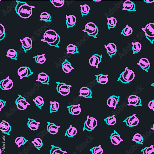 Line Psychology icon isolated seamless pattern on black background. Psi symbol. Mental health concept, psychoanalysis analysis and psychotherapy. Vector.