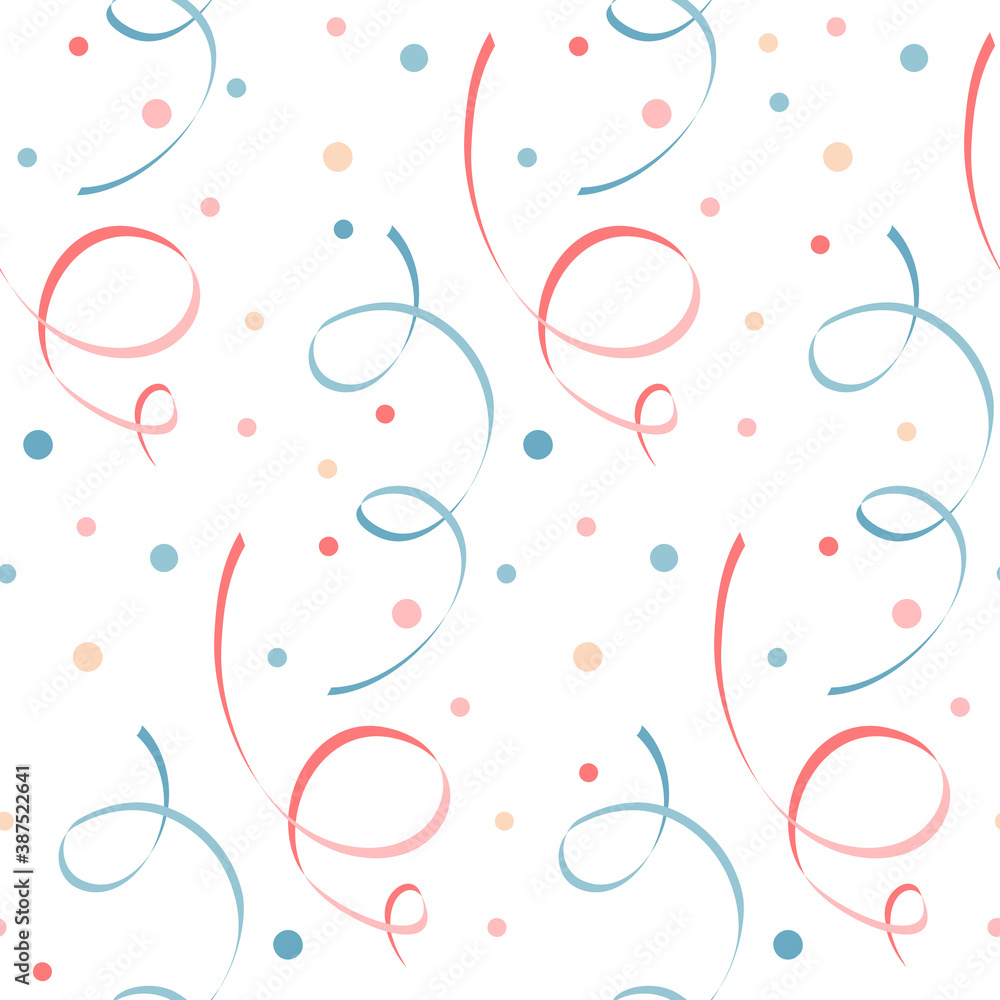 festive seamless pattern with streamers and confetti. vector illustration. festive seamless pattern with streamers and confetti. vector illustration.