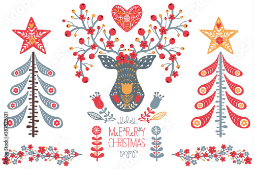 Folk Christmas Art Design Set