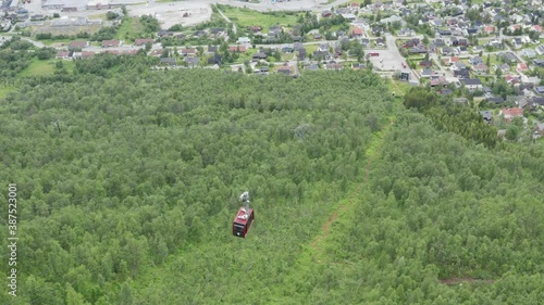 Flight over Fjellheisen - the cable car in Tromsø