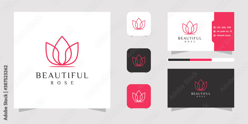 Simple and elegant floral monogram template, elegant line art logo design.