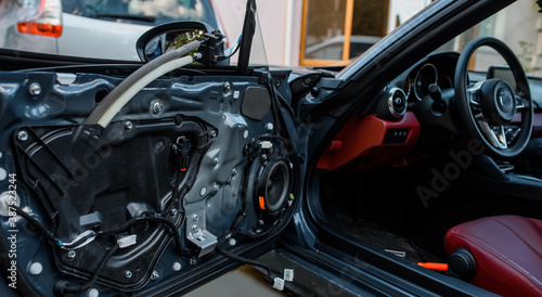 Interior part of a car door after restoration. © Med Photo Studio