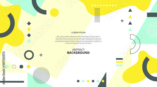 Abstract flat memphis geometric fluid shapes background.