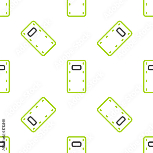 Line Military assault shield icon isolated seamless pattern on white background. Vector.