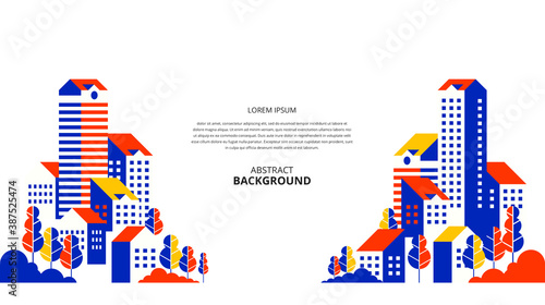 Abstract flat apartments landscape background.