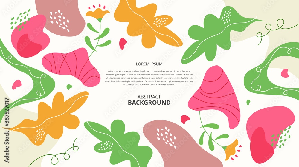 Abstract flat floral shapes background. Abstract flat floral shapes background.