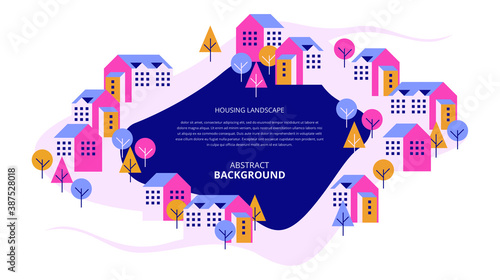 Abstract flat housing landscape background.
