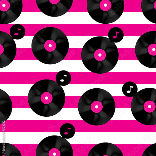 VINYL RECORD WITH HORIZONTAL STRIPES SEAMLESS PATTERN DESIGN