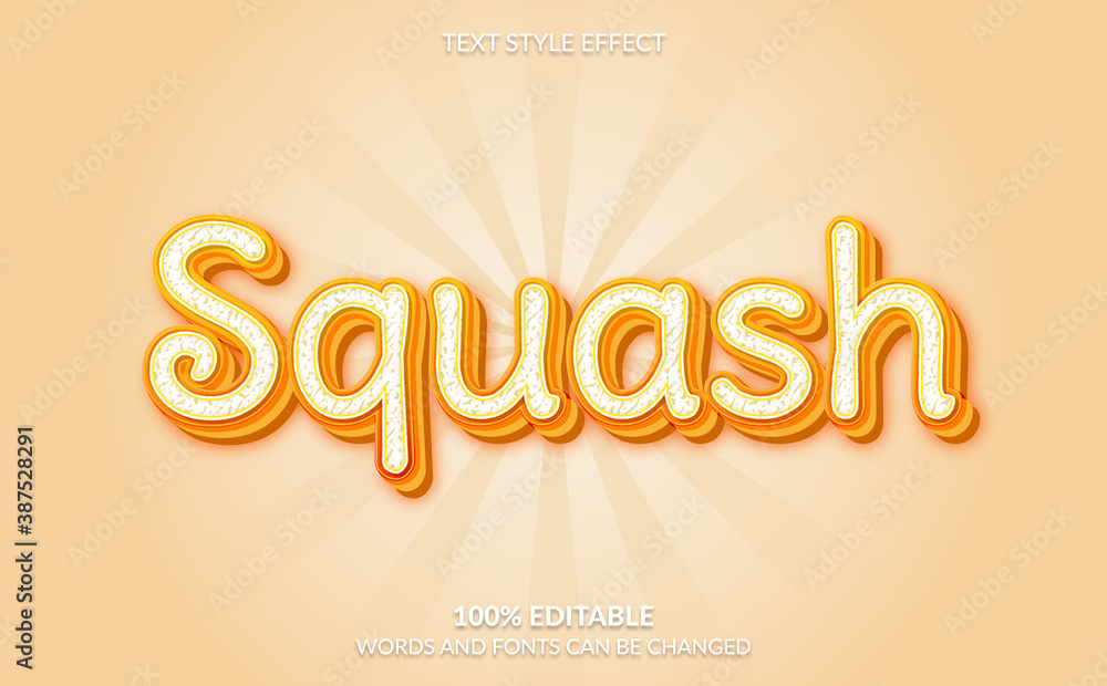 Editable Text Effect, Orange Squash Text Style