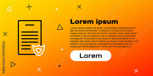 Line Firearms license certificate icon isolated on yellow background. Weapon permit. Colorful outline concept. Vector.