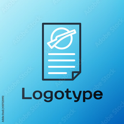 Line Firearms license certificate icon isolated on blue background. Weapon permit. Colorful outline concept. Vector.