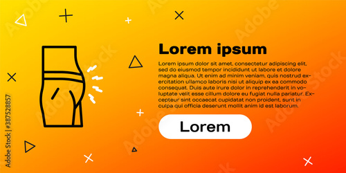 Line Abdominal bloating icon isolated on yellow background. Constipation or diarrhea. Colorful outline concept. Vector.